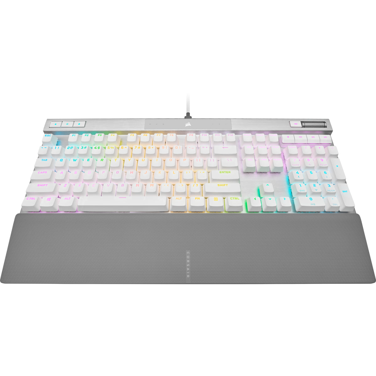 Corsair CH-910951A-NA teclado Juego USB Blanco, Tamaño completo (100%), Alámbrico, Interruptor de llave optomecánica