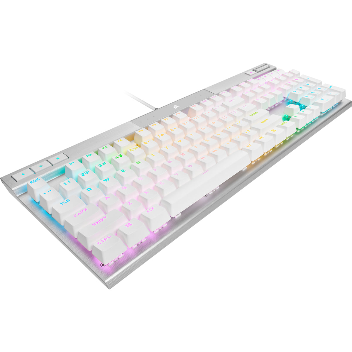Corsair CH-910951A-NA teclado Juego USB Blanco, Tamaño completo (100%), Alámbrico, Interruptor de llave optomecánica