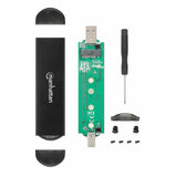 Manhattan Gabinete USB a SDD M.2 NVMe y SATA cajas para discos duros externos M.2 cm (M.2") 22 mm 30,42,60,80 mm Si