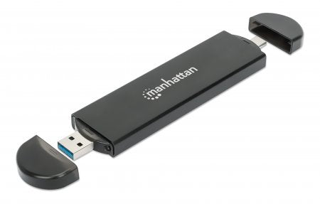 Manhattan Gabinete USB a SDD M.2 NVMe y SATA cajas para discos duros externos M.2 cm (M.2") 22 mm 30,42,60,80 mm Si