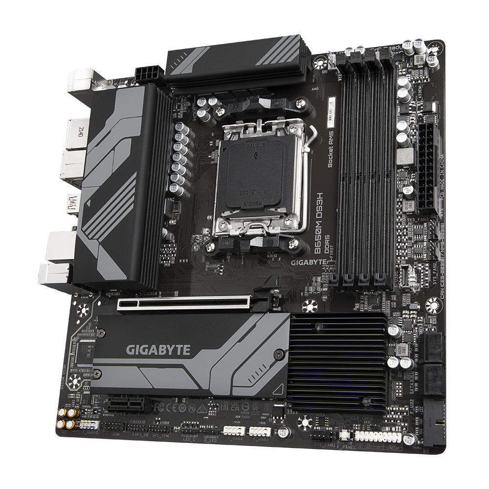 GIGABYTE B650M DS3H Placa base - AMD Ryzen serie 9000, VRM de 6+2+1 fases, hasta 8000 MHz DDR5 (OC), 2xPCIe 4.0 M.2, LAN 2,5 GbE, USB 3.2 Gen 2 placas base AMD Zócalo AM5 Zócalo AM5 DDR5-SDRAM