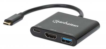 Manhattan Docking Station 3 en 1 USB-C a HDMI, USB-A y PD Laptop Alámbrico USB 3.2 Gen 1 (3.1 Gen 1) Type-C 1 1