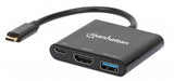 Manhattan Docking Station 3 en 1 USB-C a HDMI, USB-A y PD Laptop Alámbrico USB 3.2 Gen 1 (3.1 Gen 1) Type-C 1 1
