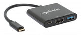 Manhattan Docking Station 3 en 1 USB-C a HDMI, USB-A y PD Laptop Alámbrico USB 3.2 Gen 1 (3.1 Gen 1) Type-C 1 1