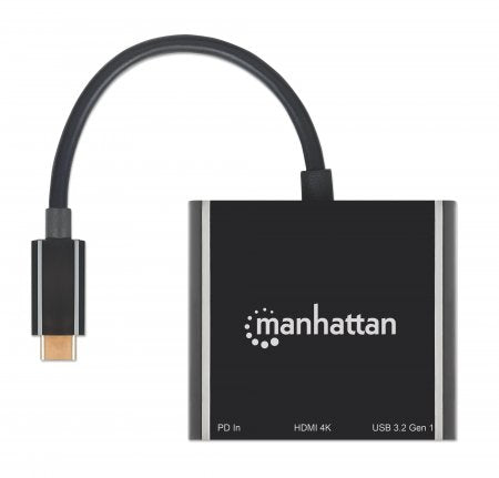 Manhattan Docking Station 3 en 1 USB-C a HDMI, USB-A y PD Laptop Alámbrico USB 3.2 Gen 1 (3.1 Gen 1) Type-C 1 1