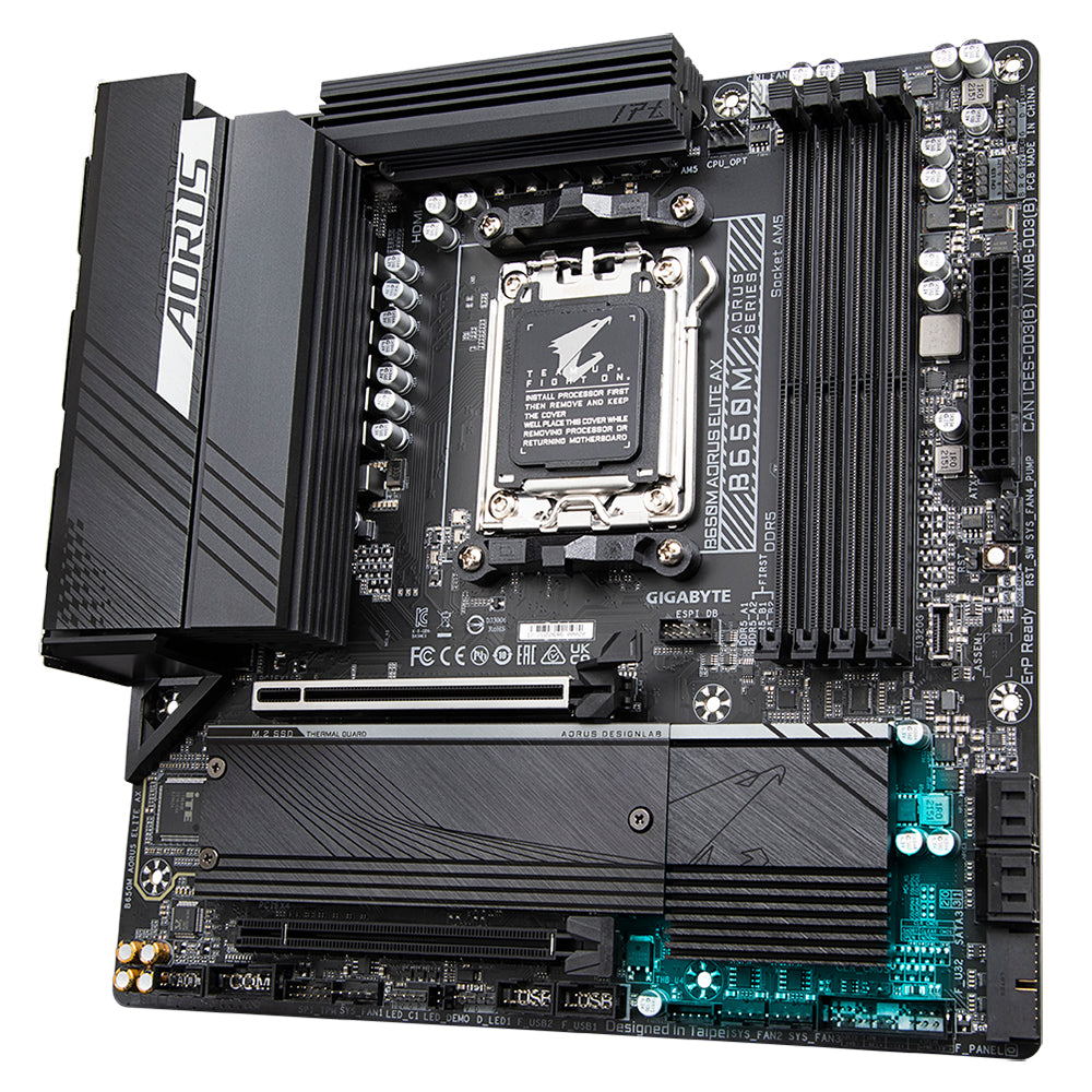 GIGABYTE B650M AORUS ELITE AX Placa base - AMD Ryzen serie 9000, VRM de 12+2+1 fases, hasta 8000 MHz DDR5 (OC), 1xPCIe 5.0 + 1xPCIe 4.0 M.2, LAN 2,5 GbE, WIFI 6E, USB 3.2 Gen 2 placas base AMD Zócalo AM5 Zócalo AM5 DDR5-SDRAM