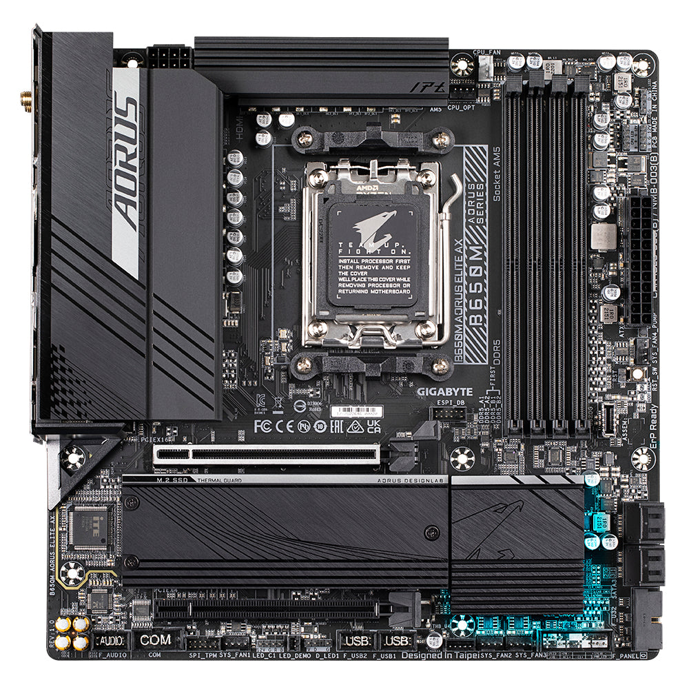 GIGABYTE B650M AORUS ELITE AX Placa base - AMD Ryzen serie 9000, VRM de 12+2+1 fases, hasta 8000 MHz DDR5 (OC), 1xPCIe 5.0 + 1xPCIe 4.0 M.2, LAN 2,5 GbE, WIFI 6E, USB 3.2 Gen 2 placas base AMD Zócalo AM5 Zócalo AM5 DDR5-SDRAM
