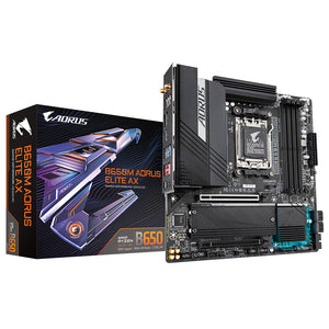 GIGABYTE B650M AORUS ELITE AX Placa base - AMD Ryzen serie 9000, VRM de 12+2+1 fases, hasta 8000 MHz DDR5 (OC), 1xPCIe 5.0 + 1xPCIe 4.0 M.2, LAN 2,5 GbE, WIFI 6E, USB 3.2 Gen 2 placas base AMD Zócalo AM5 Zócalo AM5 DDR5-SDRAM