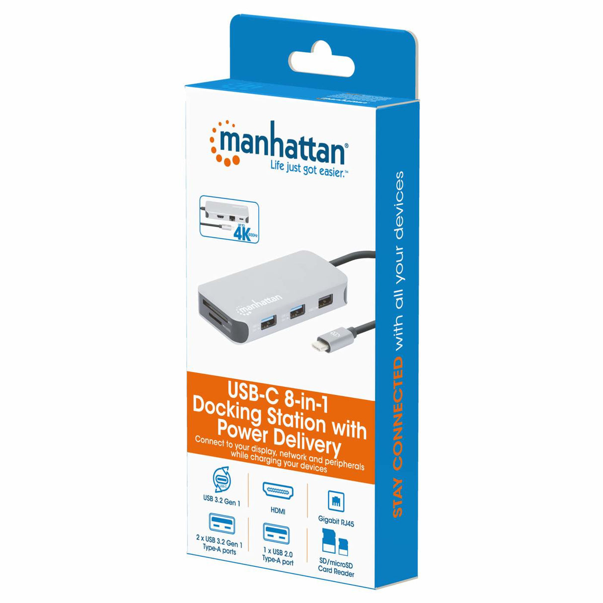 MANHATTAN Docking Station 130615, 4 Puertos USB, HDMI, Compatible con Windows