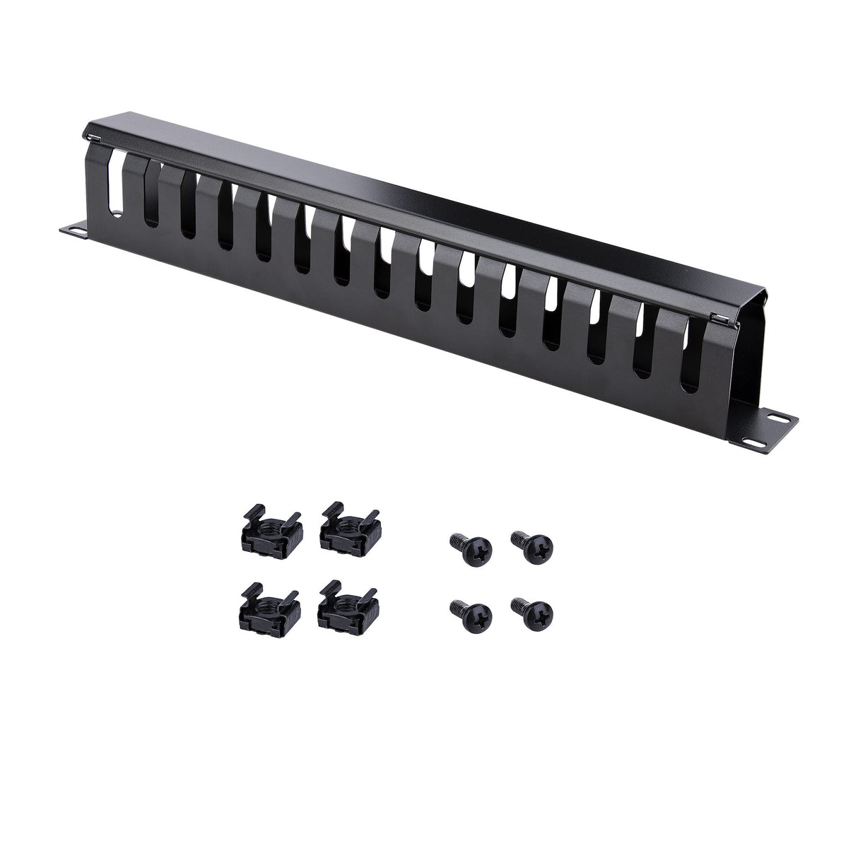 StarTech.com Panel Canaleta 1U de Gestión de Cables para Rack de Conductos Horizontales con Tapa - Conducto de Cables pa