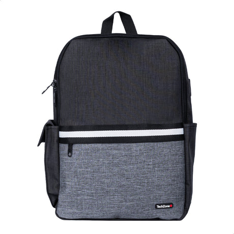 TechZone TZ21LBP01-A mochila Mochila casual Negro, Gris Nylon, Poliéster, Compartimento del portátil