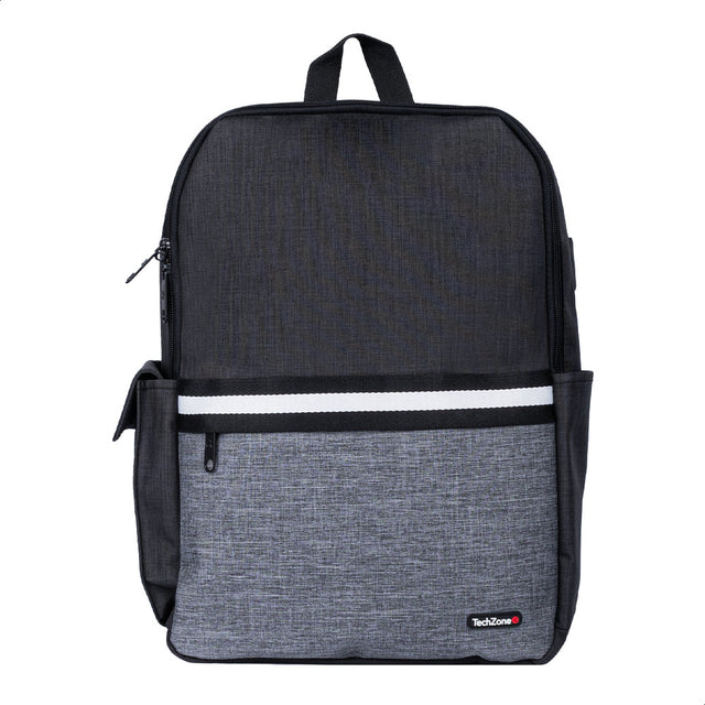 TechZone TZ21LBP01-A mochila Mochila casual Negro, Gris Nylon, Poliéster, Compartimento del portátil