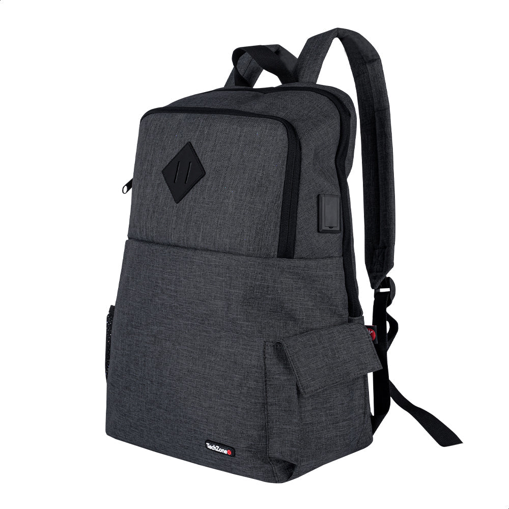 TechZone TZ21LBP03-B mochila Mochila casual Gris Nylon, Poliéster, Compartimento del portátil