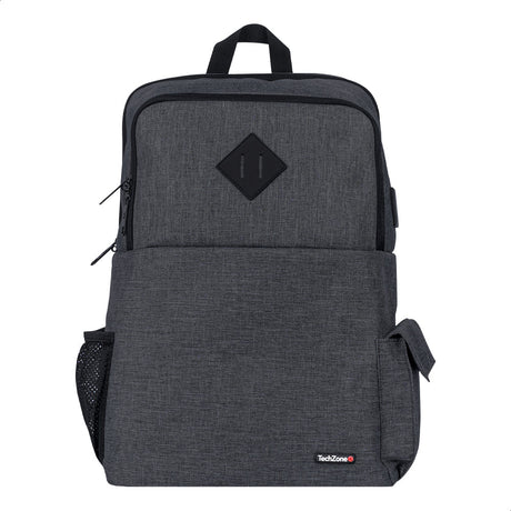 TechZone TZ21LBP03-B mochila Mochila casual Gris Nylon, Poliéster, Compartimento del portátil