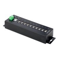 StarTech.com Hub Concentrador USB 2.0 de 10 Puertos - Hub USB Resistente con Protección de ESD de Nivel 4 - de Escritorio, Pared, DIN - con Puertos Bloqueables - Ladrón USB hubs de interfaz USB 2.0 Type-B USB 2.0 10 10