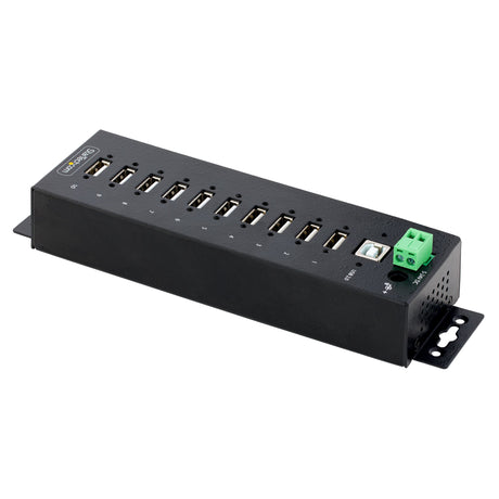 StarTech.com Hub Concentrador USB 2.0 de 10 Puertos - Hub USB Resistente con Protección de ESD de Nivel 4 - de Escritorio, Pared, DIN - con Puertos Bloqueables - Ladrón USB hubs de interfaz USB 2.0 Type-B USB 2.0 10 10