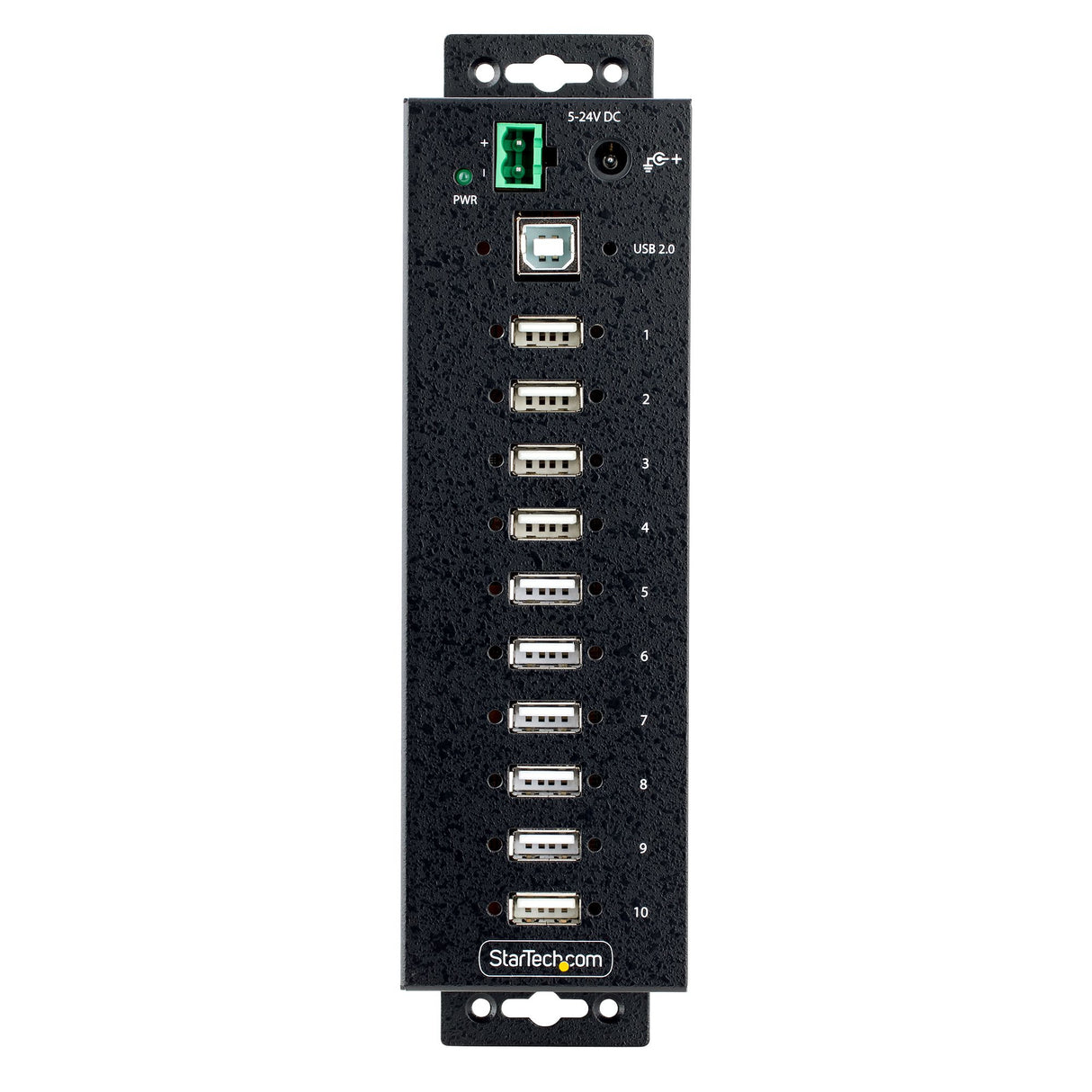 StarTech.com Hub Concentrador USB 2.0 de 10 Puertos - Hub USB Resistente con Protección de ESD de Nivel 4 - de Escritorio, Pared, DIN - con Puertos Bloqueables - Ladrón USB hubs de interfaz USB 2.0 Type-B USB 2.0 10 10