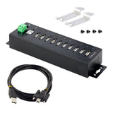 StarTech.com Hub Concentrador USB 2.0 de 10 Puertos - Hub USB Resistente con Protección de ESD de Nivel 4 - de Escritorio, Pared, DIN - con Puertos Bloqueables - Ladrón USB hubs de interfaz USB 2.0 Type-B USB 2.0 10 10