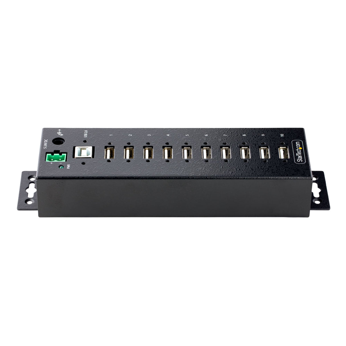 StarTech.com Hub Concentrador USB 2.0 de 10 Puertos - Hub USB Resistente con Protección de ESD de Nivel 4 - de Escritorio, Pared, DIN - con Puertos Bloqueables - Ladrón USB hubs de interfaz USB 2.0 Type-B USB 2.0 10 10