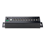 StarTech.com Hub Concentrador USB 2.0 de 10 Puertos - Hub USB Resistente con Protección de ESD de Nivel 4 - de Escritorio, Pared, DIN - con Puertos Bloqueables - Ladrón USB hubs de interfaz USB 2.0 Type-B USB 2.0 10 10