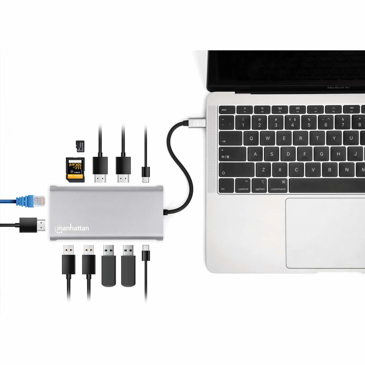 Manhattan Docking Station USB-C para Triple Monitor Laptop Alámbrico USB 3.2 Gen 1 (3.1 Gen 1) Type-C 4 2