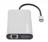 Manhattan Docking Station USB-C para Triple Monitor Laptop Alámbrico USB 3.2 Gen 1 (3.1 Gen 1) Type-C 4 2
