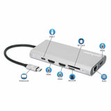 Manhattan Docking Station USB-C para Triple Monitor Laptop Alámbrico USB 3.2 Gen 1 (3.1 Gen 1) Type-C 4 2