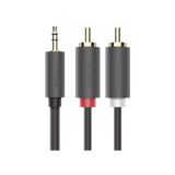 Cable Adaptador de 3.5mm Macho a 2 RCA Macho / 3 Metros (9.84 Pies) / Color Gris / Blindaje Múltiple / ABS / Alta Calidad