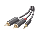 Cable Adaptador de 3.5mm Macho a 2 RCA Macho / 3 Metros (9.84 Pies) / Color Gris / Blindaje Múltiple / ABS / Alta Calidad