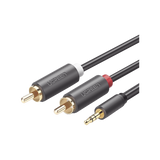 Cable Adaptador de 3.5mm Macho a 2 RCA Macho / 5 Metros (16.40 Pies) / Color Gris / Blindaje Múltiple / ABS / Alta Calidad
