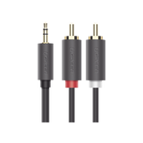Cable Adaptador de 3.5mm Macho a 2 RCA Macho / 5 Metros (16.40 Pies) / Color Gris / Blindaje Múltiple / ABS / Alta Calidad