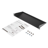 StarTech.com Bandeja Estante Fijo Voladizo Universal 1U de 19" Pulgadas para Rack Armario de Servidores - en Acero - Capacidad de 15kg - 7" (180mm) de Profundidad - Negro Rack Estantería Negro Acero 15 kg