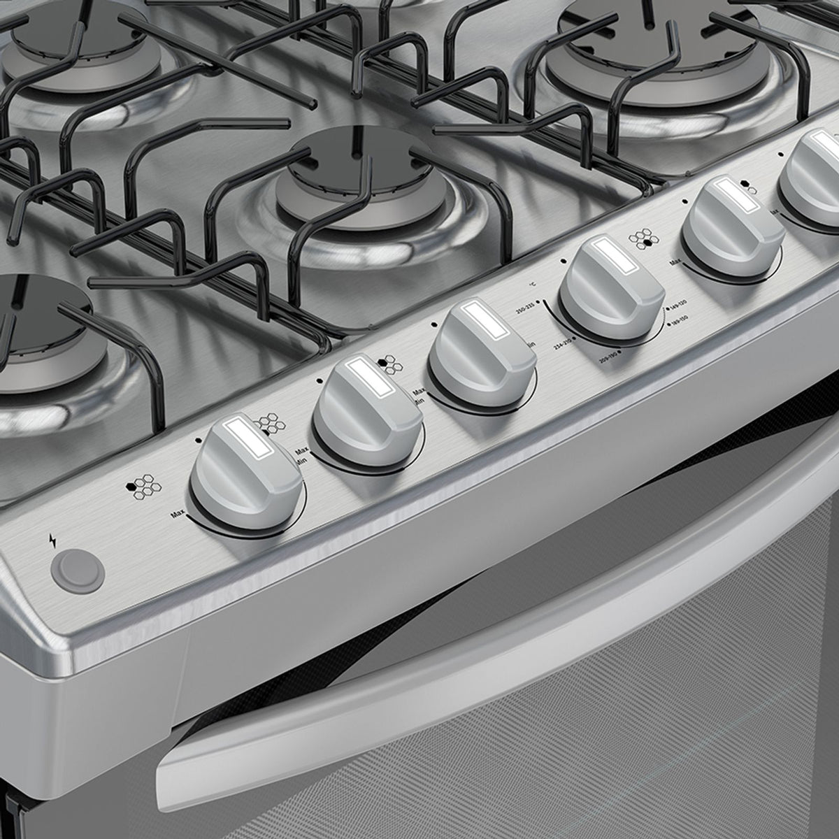 Whirlpool WF7419D estufa Independiente Gas licuado del petróleo (LPG) Gris