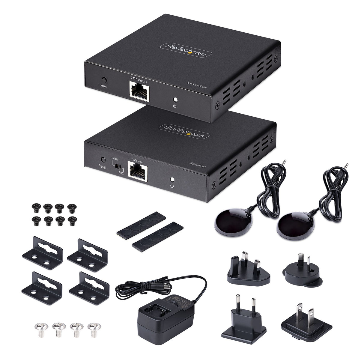 StarTech.com Extensor Alargador HDMI 4K por Cable CAT5/CAT6 Ethernet - Extensor de Vídeo 4K 60Hz HDR hasta 70m - Salida de Audio S/PDIF - Juego Kit de
