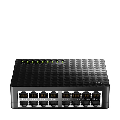 Cudy FS1016D dispositivo de redes Fast Ethernet (10/100) Negro, Bidireccional completo (Full duplex)