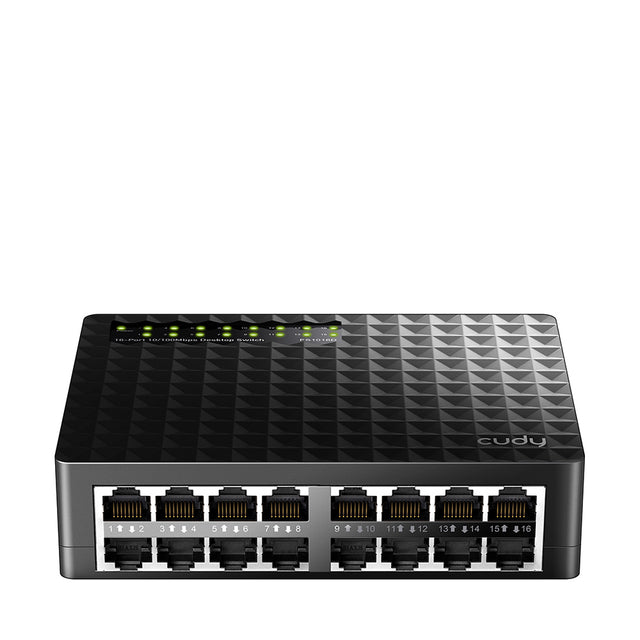 Cudy FS1016D dispositivo de redes Fast Ethernet (10/100) Negro, Bidireccional completo (Full duplex)