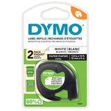 10697 - DYMO DYMO LetraTag Etiquetas de papel | Auténticas | Rollo de 12 mm x 4 m | Impresión en negro sobre etiquetas blancas | Etiquetas autoadhesivas multiuso para etiquetadoras LetraTag | 2 unidades Impresora