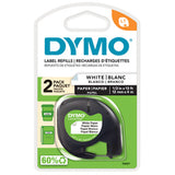 10697 - DYMO DYMO LetraTag Etiquetas de papel | Auténticas | Rollo de 12 mm x 4 m | Impresión en negro sobre etiquetas blancas | Etiquetas autoadhesivas multiuso para etiquetadoras LetraTag | 2 unidades Impresora