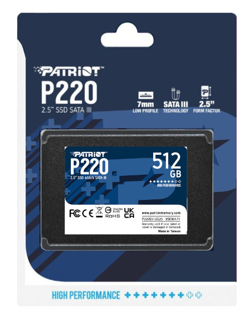Patriot Memory P220 512GB 2.5" Serial ATA III, P220S512G25 | Unidades internas de estado sólido