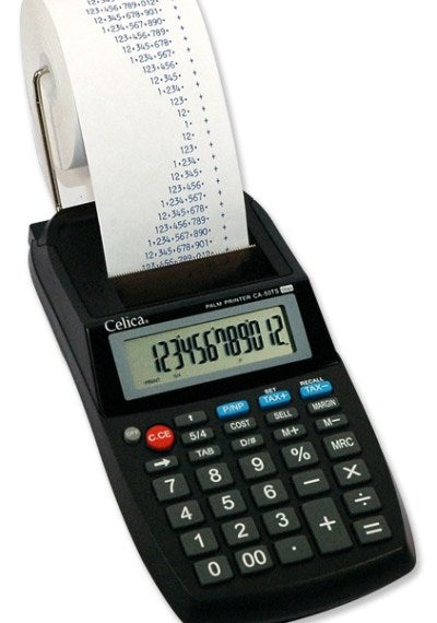 Celica CA-50TS calculadora Escritorio Calculadora de impresión Negro, 12 dígitos, Batería
