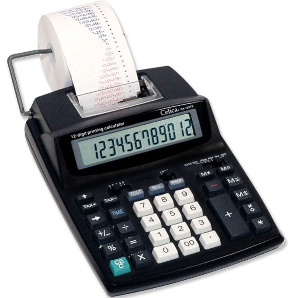 Celica CA-103TS calculadora Escritorio Calculadora de impresión Negro, 12 dígitos, AC/batería