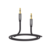 Cable Auxiliar 5 Metros / Conector 3.5mm a 3.5mm / Macho a Macho / Cubierta de TPE / Carcasa de Aluminio / Color Negro