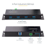 StarTech.com Hub Industrial USB 3.0 de 5Gbps de 4 Puertos - Concentrador USB con Protección de Picos y Descargas ESD - L