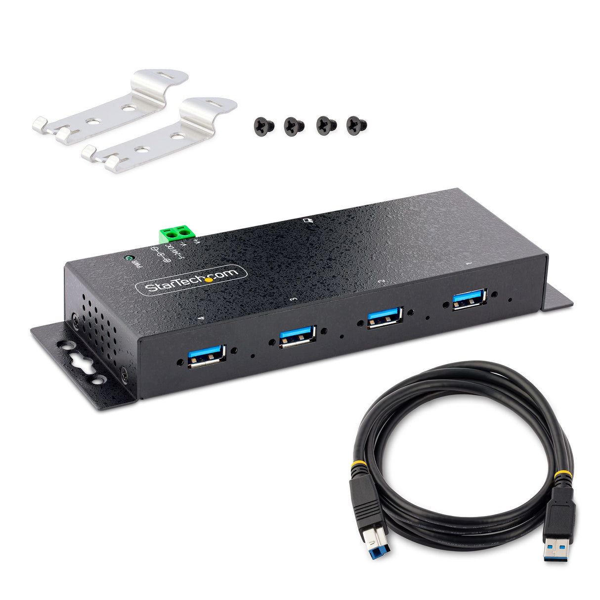 StarTech.com Hub Industrial USB 3.0 de 5Gbps de 4 Puertos - Concentrador USB con Protección de Picos y Descargas ESD - L
