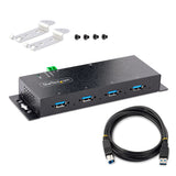 StarTech.com Hub Industrial USB 3.0 de 5Gbps de 4 Puertos - Concentrador USB con Protección de Picos y Descargas ESD - L