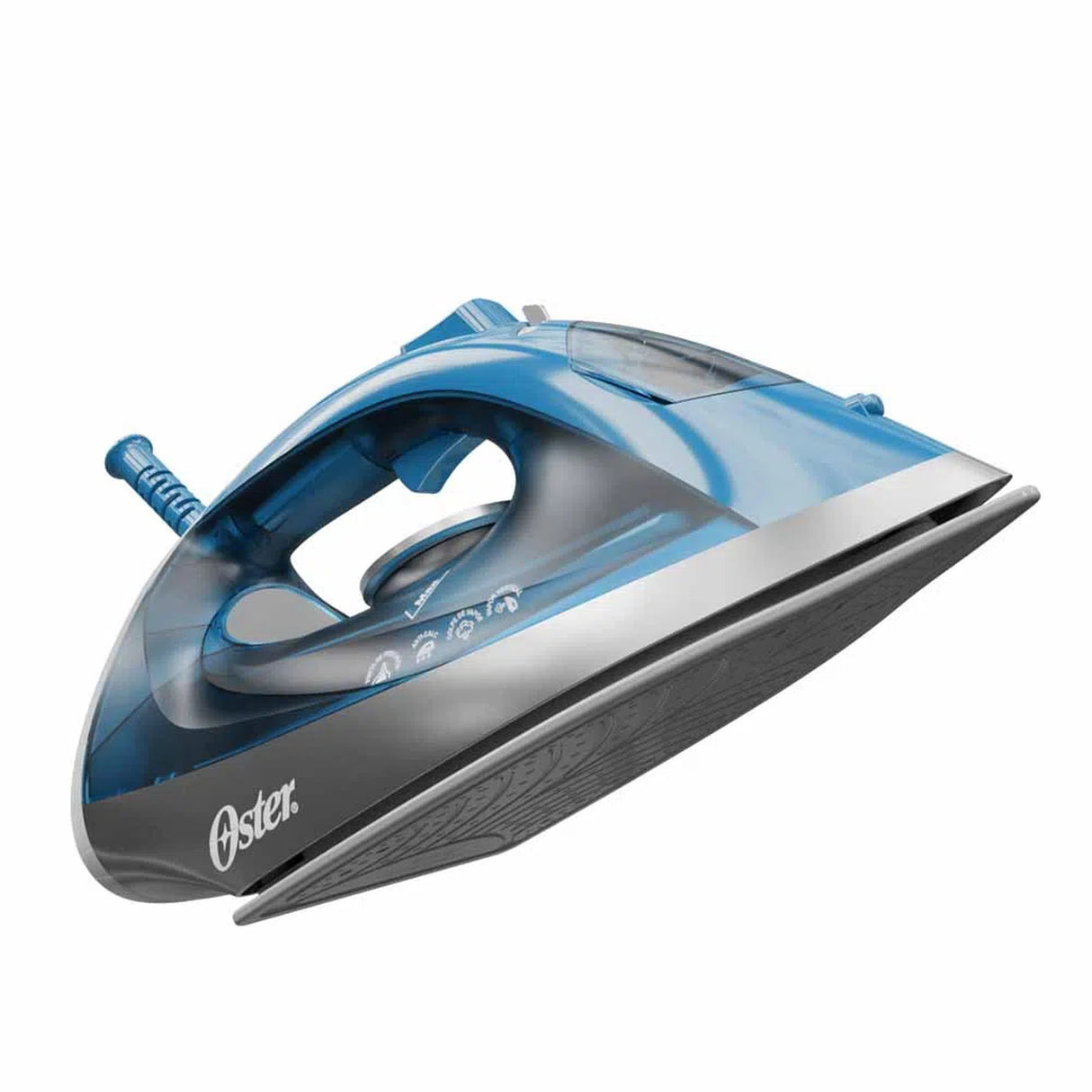 Oster GCSTBS6052 Plancha de vapor en seco Piso de cerámica 1250 W Azul, Gris, Botones, Palanca, Giratorio