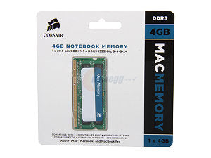 Corsair CMSA4GX3M1A1333C9 módulo de memoria 4 GB 1 x 4 GB DDR3 204-pin SO-DIMM, 1333 MHz, Multicolor