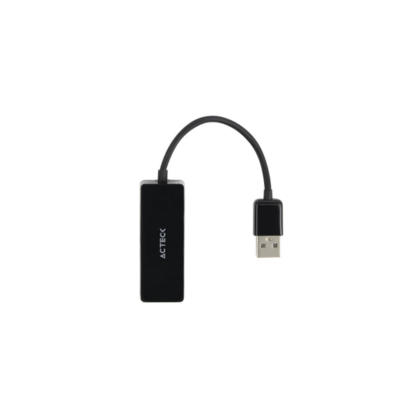 Adaptador ACTECK USB A a Ethernet RJ45 Shift Plus AE420 para Red Hasta 100 Mbps Macho a Hembra Advanced Series Negro