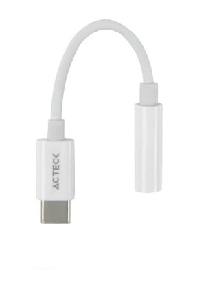 Adaptador ACTECK USB C a Jack 3.5mm Shift Plus AA405 Para Auriculares Macho a Hembra Advanced Series Blanco