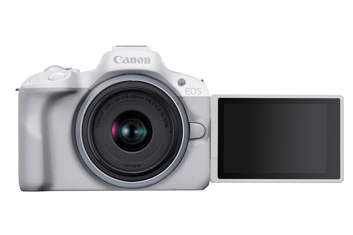 Canon EOS R50 Mirrorless Camera with 18-45mm Lens MILC 24.2 MP CMOS 6000 x 4000 Pixeles Blanco, 4K Ultra HD, Pantalla táctil